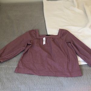 j crew square neck red shirt